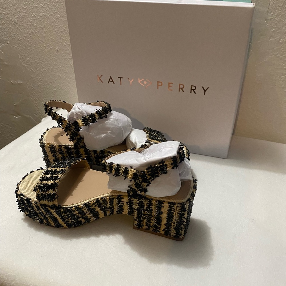 Katy Perry The  Busy Bee Sandals Platform Black Multi Size 8M NIB‎